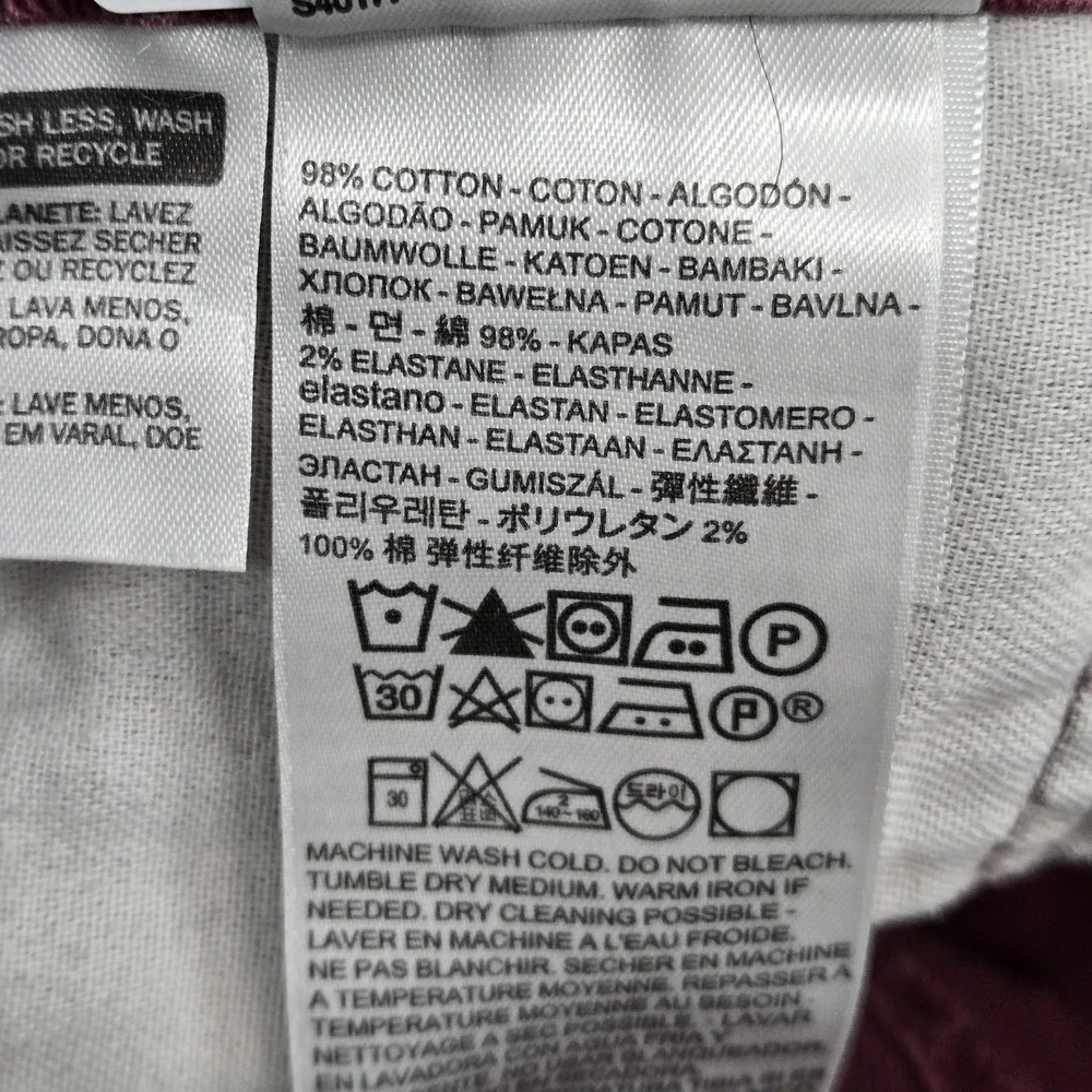Levi's 511 Men Jeans 34X32 Burgundy Denim Slim Fit 29